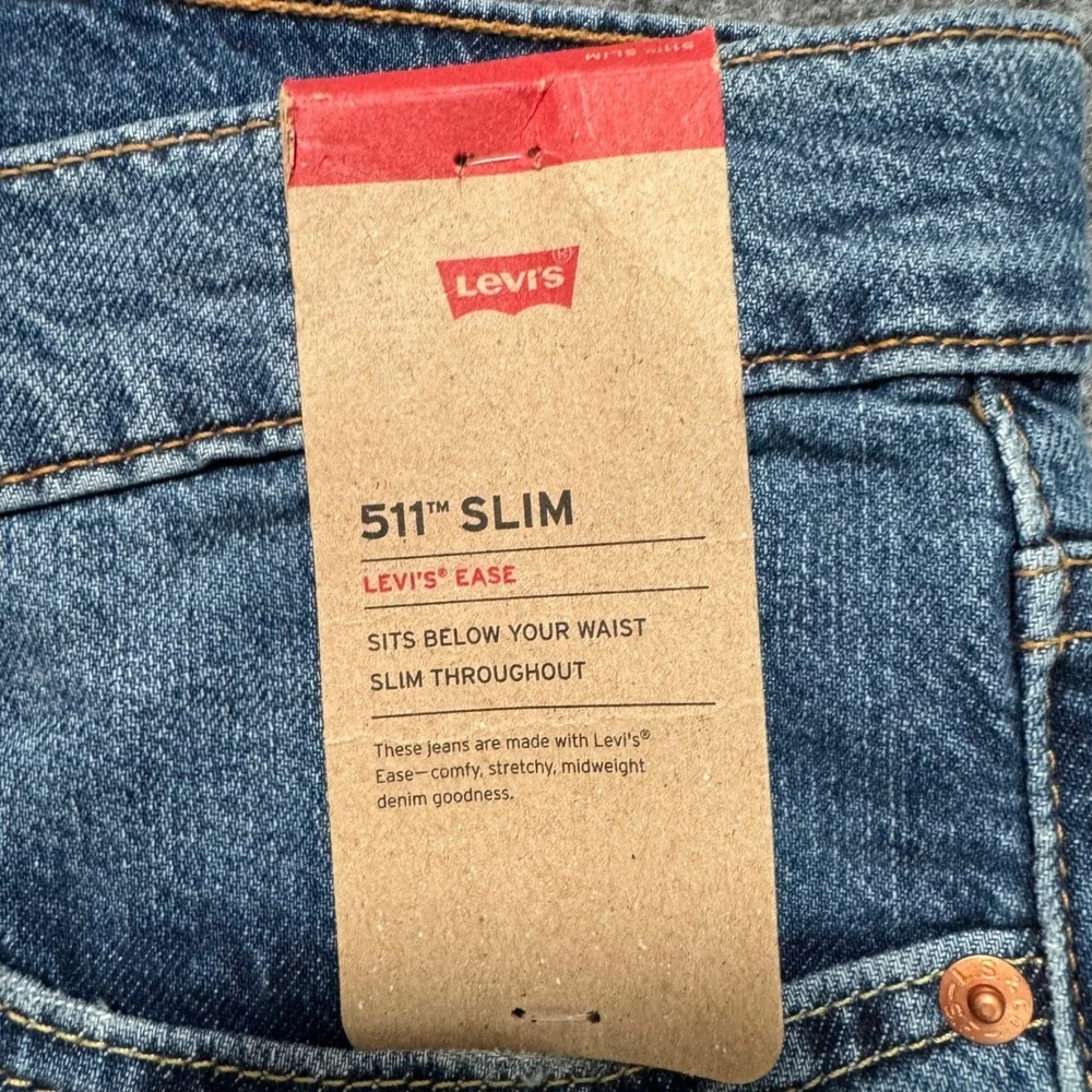 Levi's 511 Slim Jeans Levi's Ease Stretch Denim Blue‎ Jeans NWT 38x30